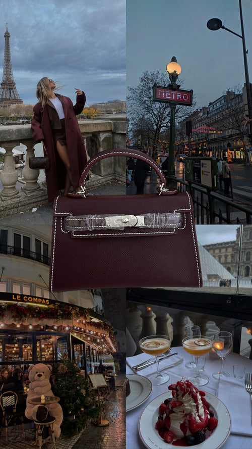 Sac Naéa Paris Rouge Bordeaux à détails blanc