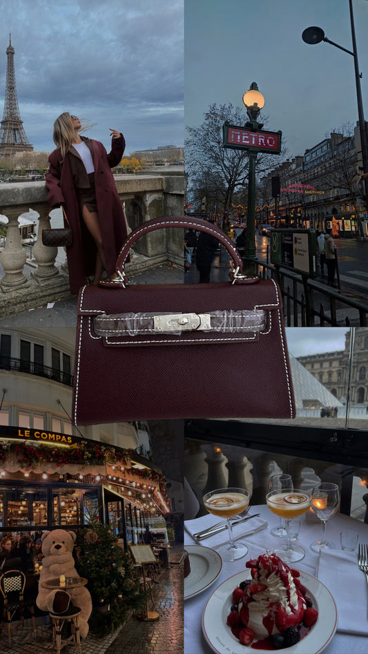 Sac Naéa Paris Rouge Bordeaux à détails blanc